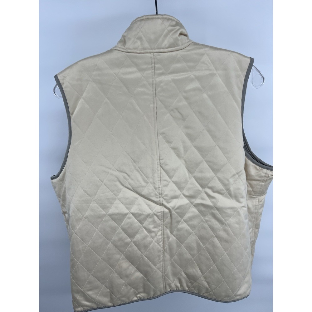 Ralph Lauren Vest Womens Medium Cream Grey Quilted‎ Reversible Outdoors Polo - Picture 10 of 10